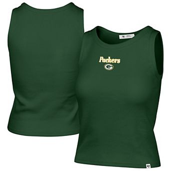 Women's '47 Green Green Bay Packers Cropped Straight Cut Ribbed Baby Tank Top