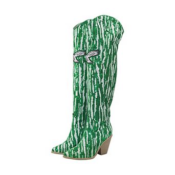 Cuce Philadelphia Eagles Over-the-Knee Two-Tone Sequin Boots
