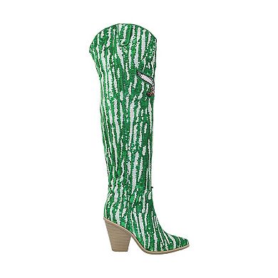 Cuce Philadelphia Eagles Over-the-Knee Two-Tone Sequin Boots