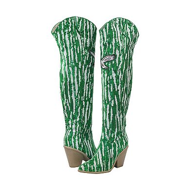 Cuce Philadelphia Eagles Over-the-Knee Two-Tone Sequin Boots