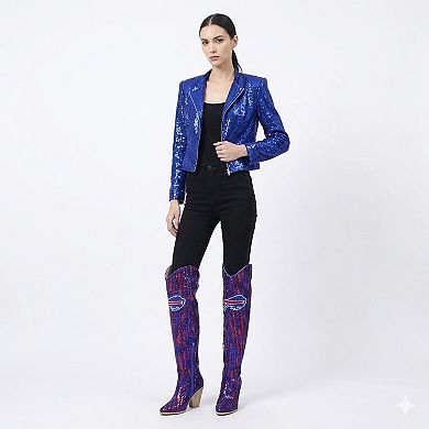 Cuce Buffalo Bills Over-the-Knee Two-Tone Sequin Boots