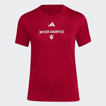 Women's adidas Crimson Indiana Hoosiers Locker Slogan Pre-Game T-Shirt