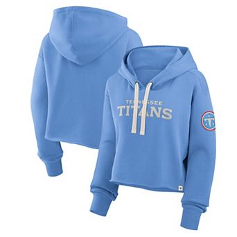 Women's Fanatics Blue Tennessee Titans Oversized Heritage Cropped Hoodie