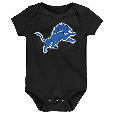 Newborn Outerstuff Black Detroit Lions Primary Logo Bodysuit