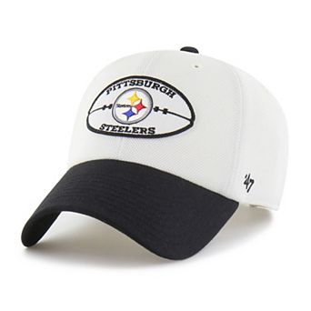 Men's '47 White/Black Pittsburgh Steelers Pique Patch Clean Up Adjustable Hat
