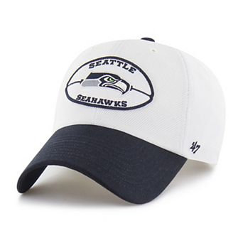 Men's '47 Cream/Navy Seattle Seahawks Pique Patch Clean Up Adjustable Hat