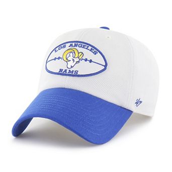 Men's '47 Cream/Royal Los Angeles Rams Pique Patch Clean Up Adjustable Hat