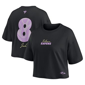 Women's Fanatics Lamar Jackson Black Baltimore Ravens Fashion Cropped T-Shirt
