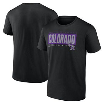 Women's Fanatics Black Colorado Rockies Blocked Out T-Shirt