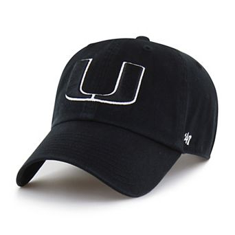 Men's '47 Black Miami Hurricanes Clean Up Adjustable Hat