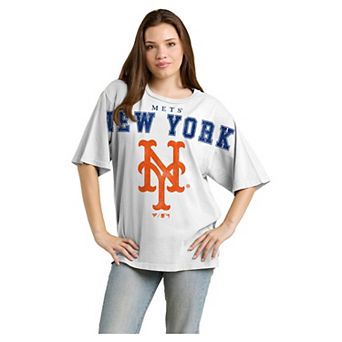 Women's Fanatics White New York Mets Relaxed Big Text T-Shirt