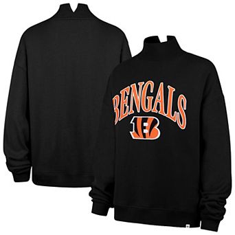 Women's '47 Black Cincinnati Bengals Oversized Vantage Mock Neck Sweatshirt