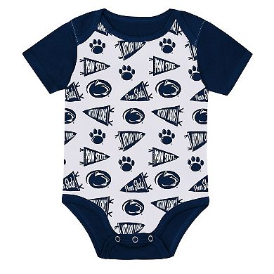 Newborn Outerstuff Navy Penn State Nittany Lions Star Player Three-Piece Bodysuit Set