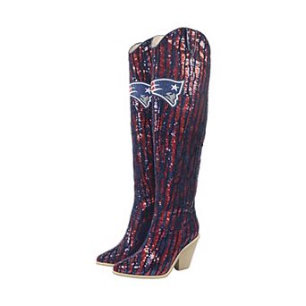 Cuce New England Patriots Over-the-Knee Two-Tone Sequin Boots