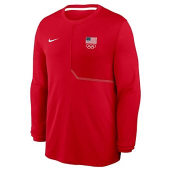 Men's Nike Red Team USA Coaches UV Dri-FIT Long Sleeve Shirt