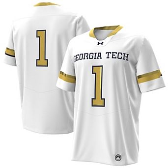 Men's Under Armour #1 White Georgia Tech Yellow Jackets Away Replica Football Jersey