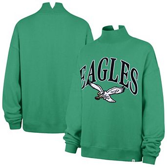 Women's '47 Kelly Green Philadelphia Eagles Oversized Vantage Mock Neck Sweatshirt