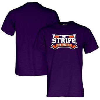 Unisex Blue 84 Purple Clemson Tigers Stripe the Valley T-Shirt