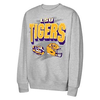 Youth Outerstuff Heather Gray LSU Tigers Wild Card Fleece Sweatshirt
