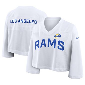 Women's Nike White Los Angeles Rams Wide Receiver Cropped Mesh Dri-FIT Fashion Jersey