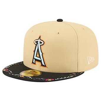 Men's New Era Light Beige Los Angeles Angels Two-Tone Embroidered Visor 59FIFTY Fitted Hat
