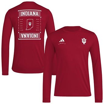 Men's adidas Crimson Indiana Hoosiers Locker Football Icon AEROREADY Pre-Game Long Sleeve T-Shirt