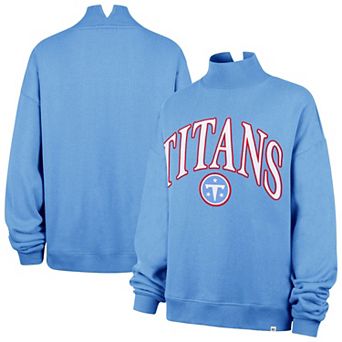 Women's '47 Light Blue Tennessee Titans Oversized Vantage Mock Neck Sweatshirt