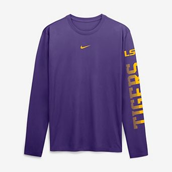 Men's Nike Purple LSU Tigers Primetime Logo Sleeve Legend Dri-FIT Long Sleeve T-Shirt