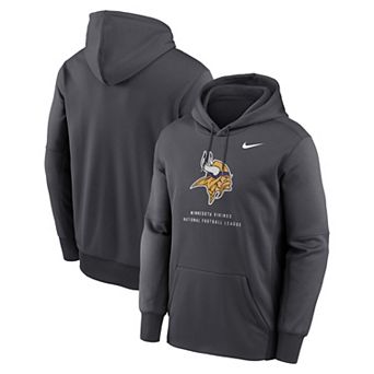 Men's Nike Charcoal Minnesota Vikings Toss Sweep Therma-FIT Hoodie