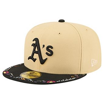 Men's New Era Light Beige Oakland Athletics Two-Tone Embroidered Visor 59FIFTY Fitted Hat