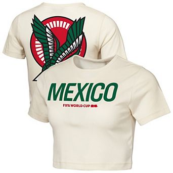 Women's Outerstuff Natural Mexico FIFA World Cup 2026 Elote Squad Cropped T-Shirt