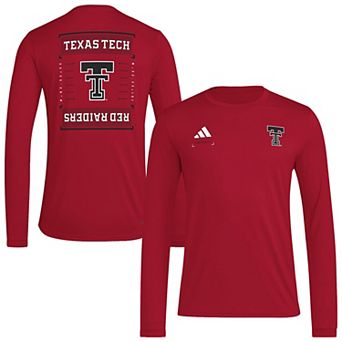 Men's adidas Red Texas Tech Red Raiders Locker Football Icon AEROREADY Pre-Game Long Sleeve T-Shirt