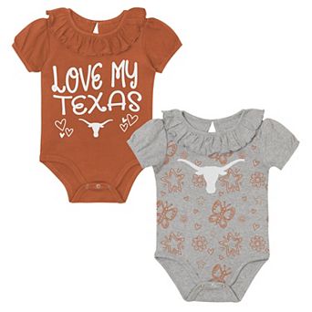 Infant Outerstuff Texas Orange/Gray Texas Longhorns Two-Pack Playtime Ruffle Bodysuit Set