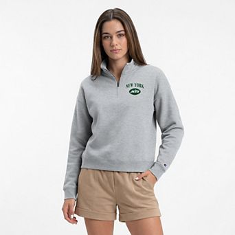 Women's Champion Heather Gray New York Jets Powerblend Quarter-Zip Sweatshirt