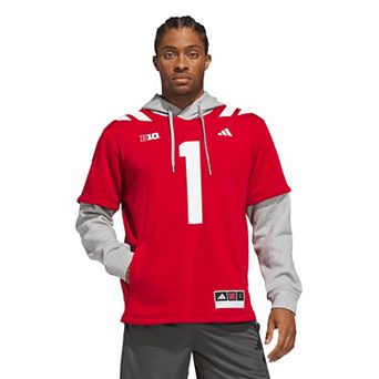 Men's adidas #1 Scarlet Nebraska Huskers Home Hooded Jersey