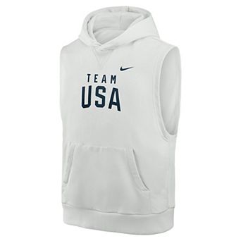Youth Nike White Team USA Club Sleeveless Hoodie