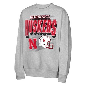 Youth Outerstuff Heather Gray Nebraska Huskers Wild Card Fleece Sweatshirt