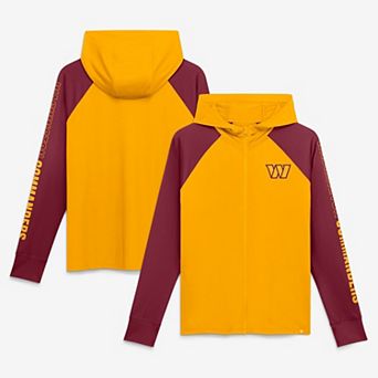 Women's Fanatics Gold/Burgundy Washington Commanders Cornerback Blitz​ Raglan Full-Zip Hoodie