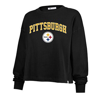 Women's '47 Black Pittsburgh Steelers Plus Size Sydney Arch Game T-Shirt