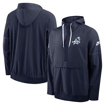 Men's Nike Navy Dallas Cowboys Sideline Broken Rules Alternate Anorak Half-Zip Hooded Jacket