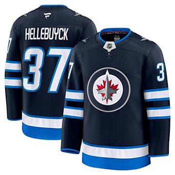 Men's Fanatics Connor Hellebuyck Navy Winnipeg Jets Home Premium Jersey