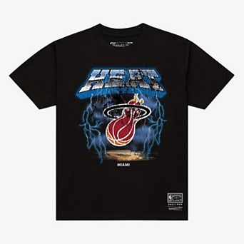Men's Mitchell & Ness Black Miami Heat Hardwood Classics Lightning T-Shirt