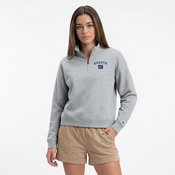Women's Champion Heather Gray New York Giants Powerblend Quarter-Zip Sweatshirt