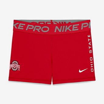 Women's Nike Scarlet Ohio State Buckeyes Pro Dri-FIT Mid-Rise Shorts