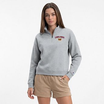 Women's Champion Heather Gray Washington Commanders Powerblend Quarter-Zip Sweatshirt