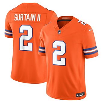 Men's Nike Pat Surtain II Orange Denver Broncos Alternate Mile High Collection 1977 Throwback Vapor F.U.S.E. Stitched Limited Jersey