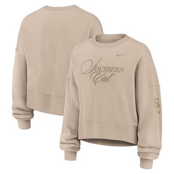 Women's Nike Tan USC Trojans Neutral Stance Collection Oversized Phoenix Fleece Sweatshirt
