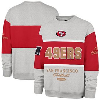 Men's '47 Scarlet/Heather Gray San Francisco 49ers Blockfield Maximalist Sweatshirt