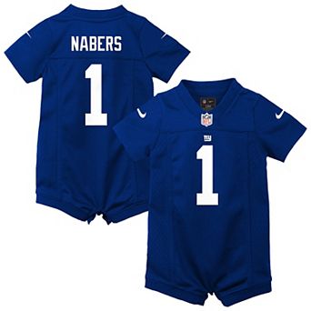 Newborn Nike Malik Nabers Royal New York Giants Romper Game Jersey