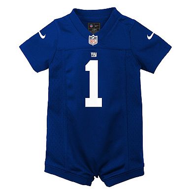 Newborn Nike Malik Nabers Royal New York Giants Romper Game Jersey